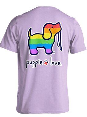 NWOT PUPPIE LOVE Unisex Lilac Purple Pride LGBTQ Rainbow Short Sleeve T-Shirt M